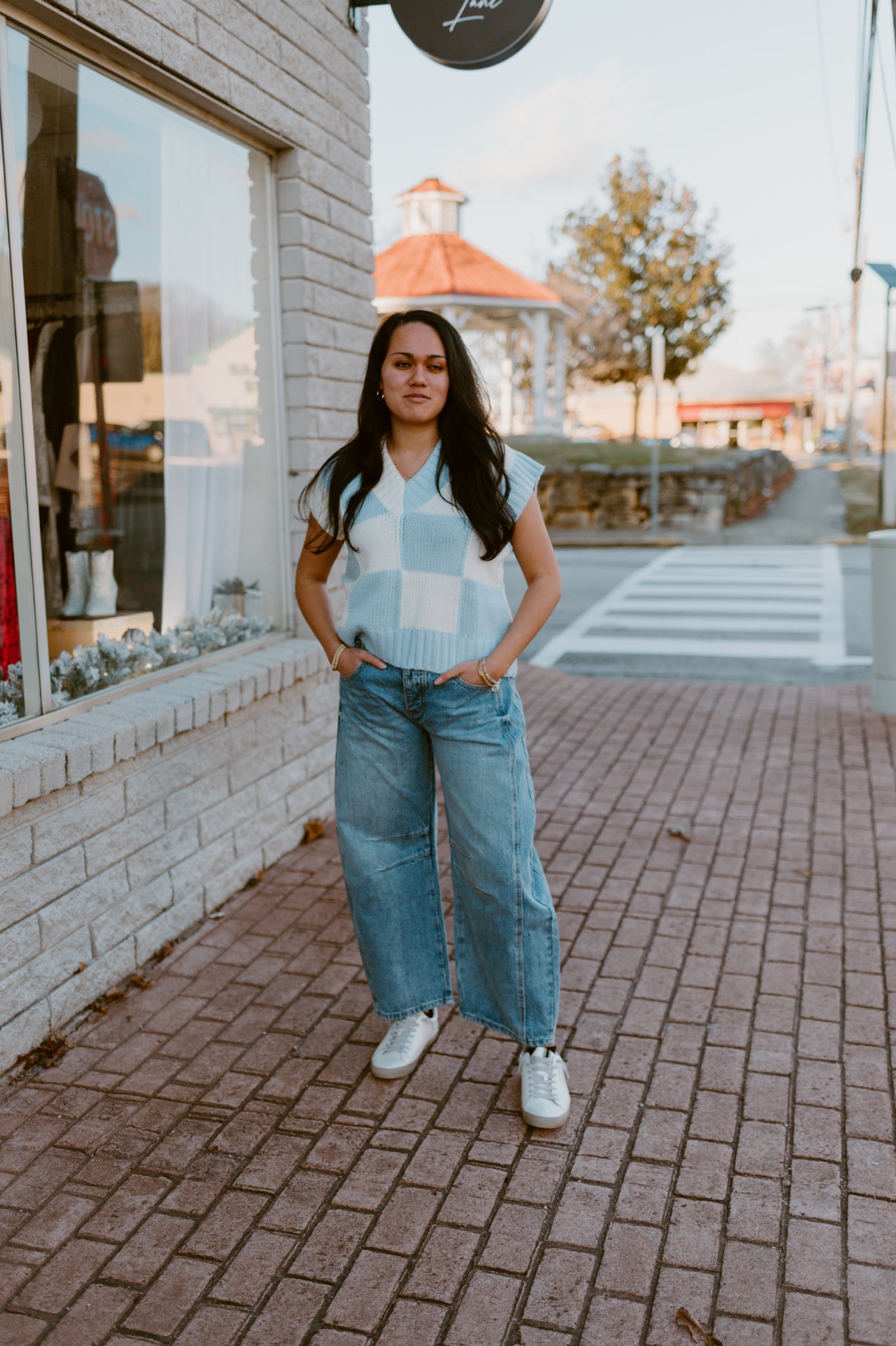 Preppy  Powder Blue Checkered Sweater Vest