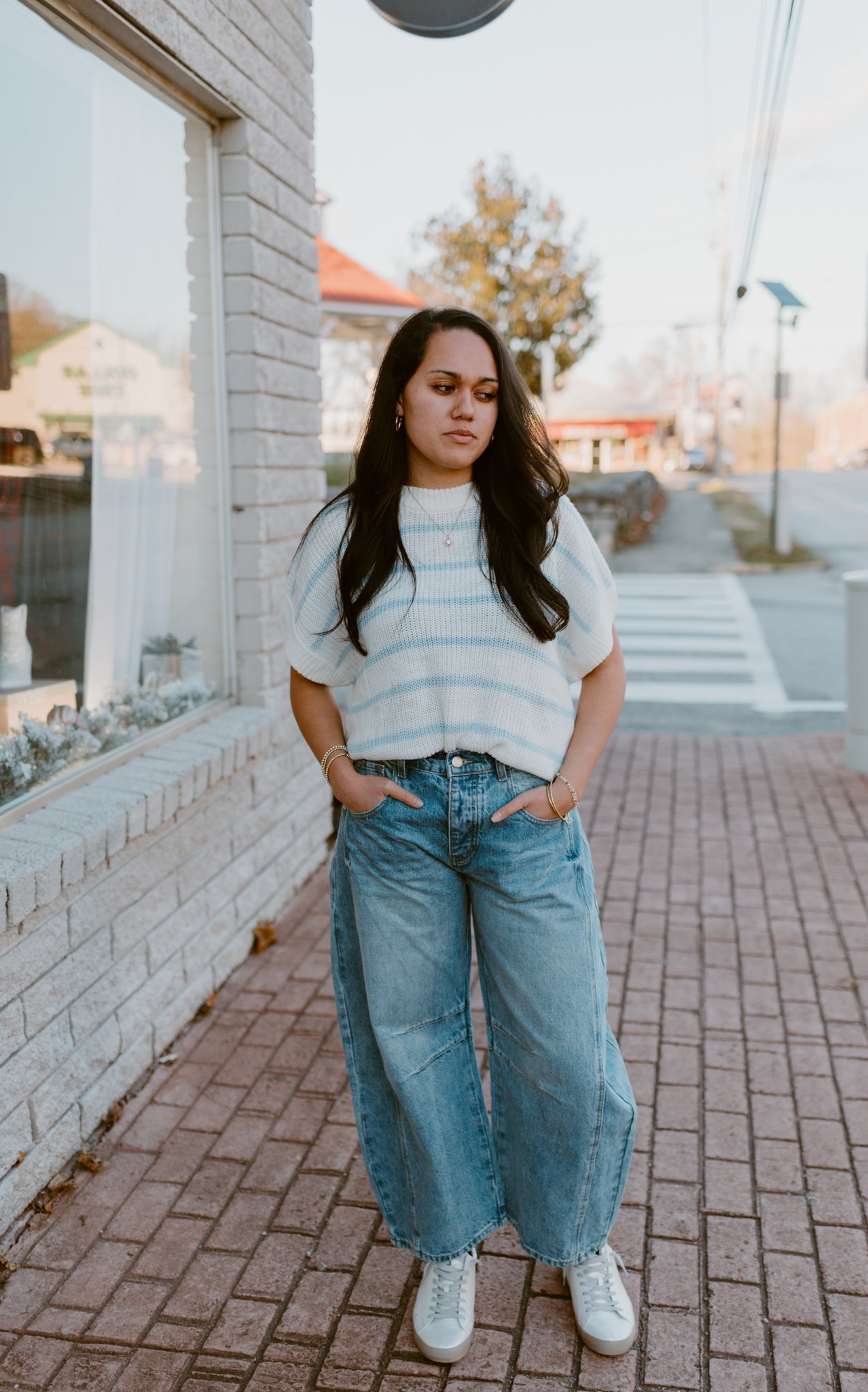 Striped Short Sleeve Sweater