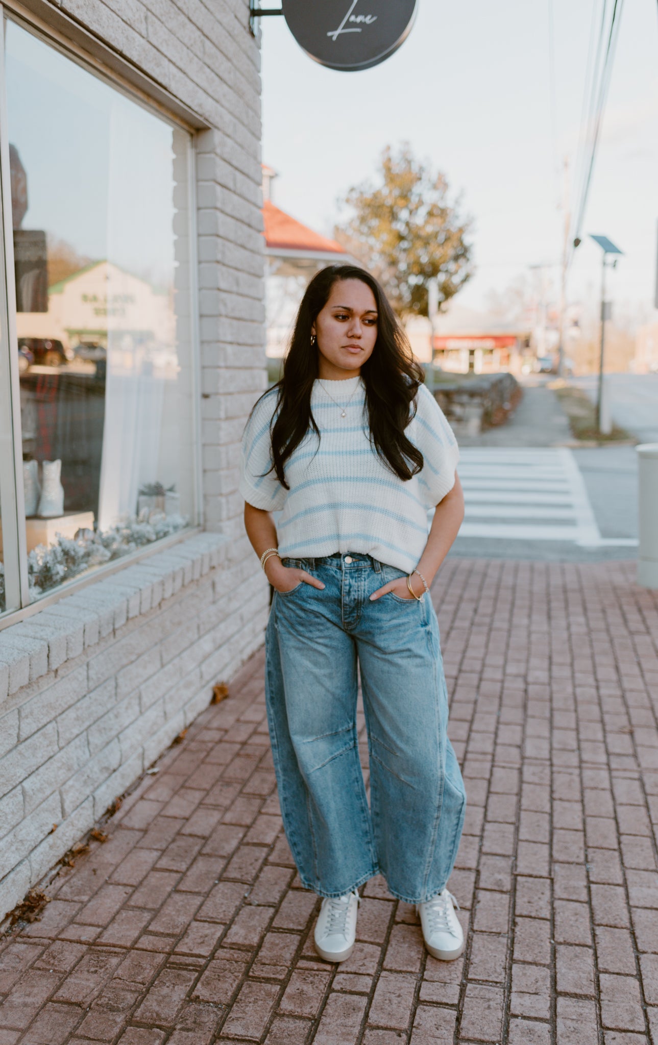 Striped Short Sleeve Sweater