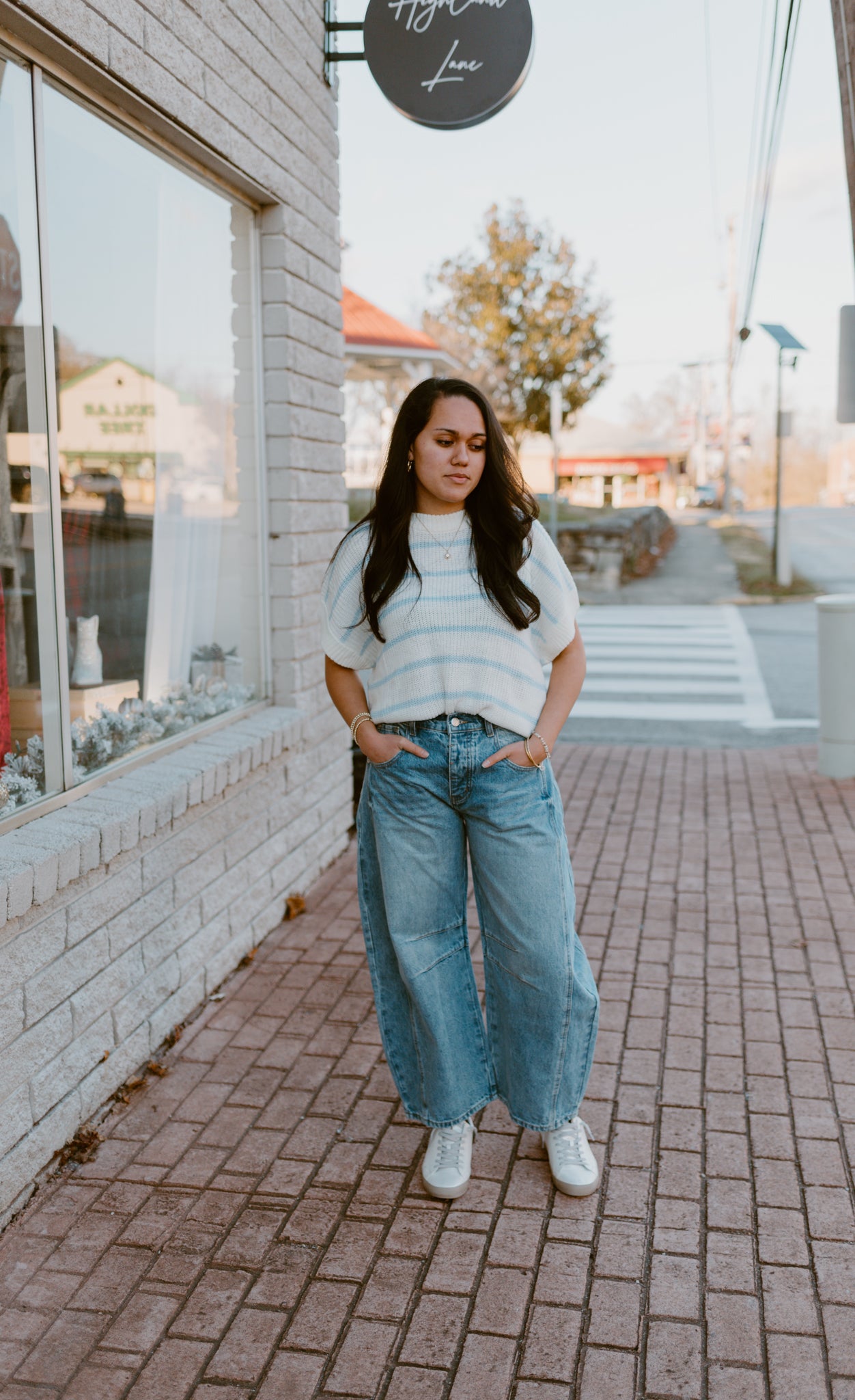 Striped Short Sleeve Sweater