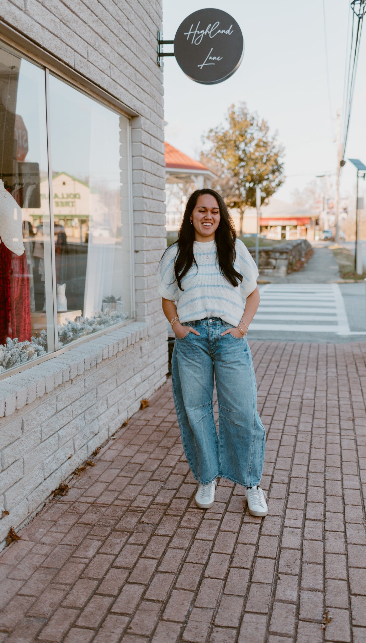 Striped Short Sleeve Sweater