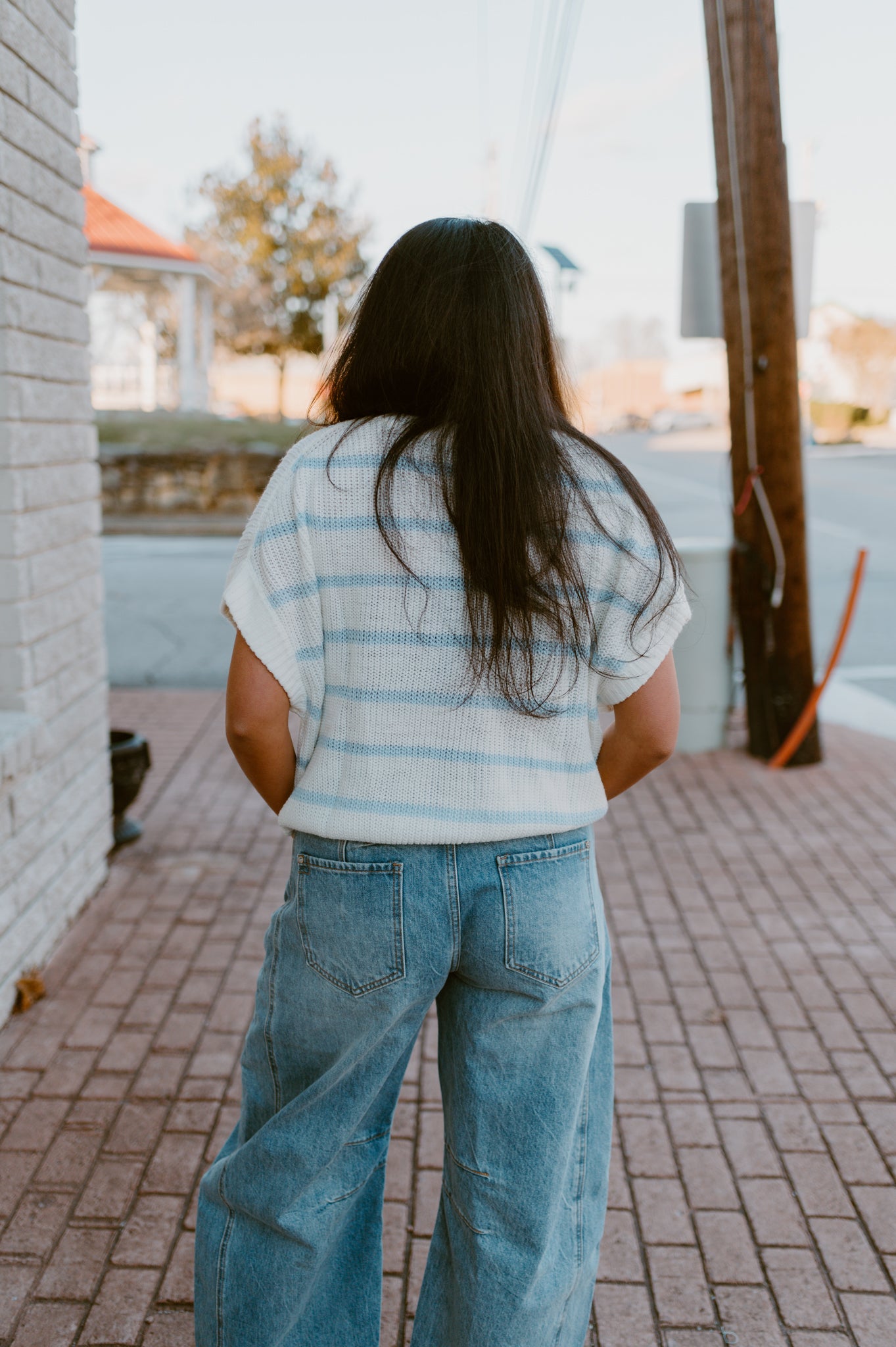 Striped Short Sleeve Sweater