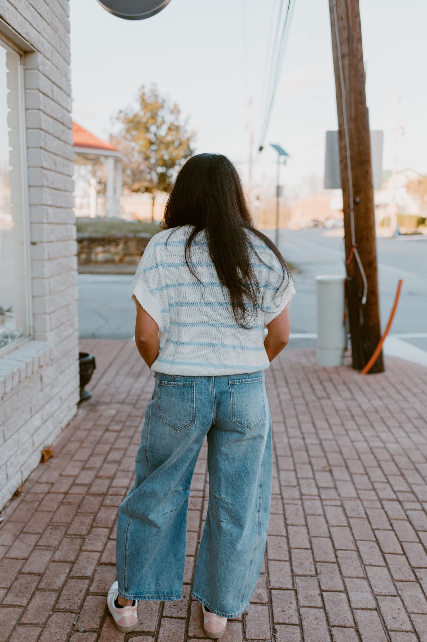 Striped Short Sleeve Sweater