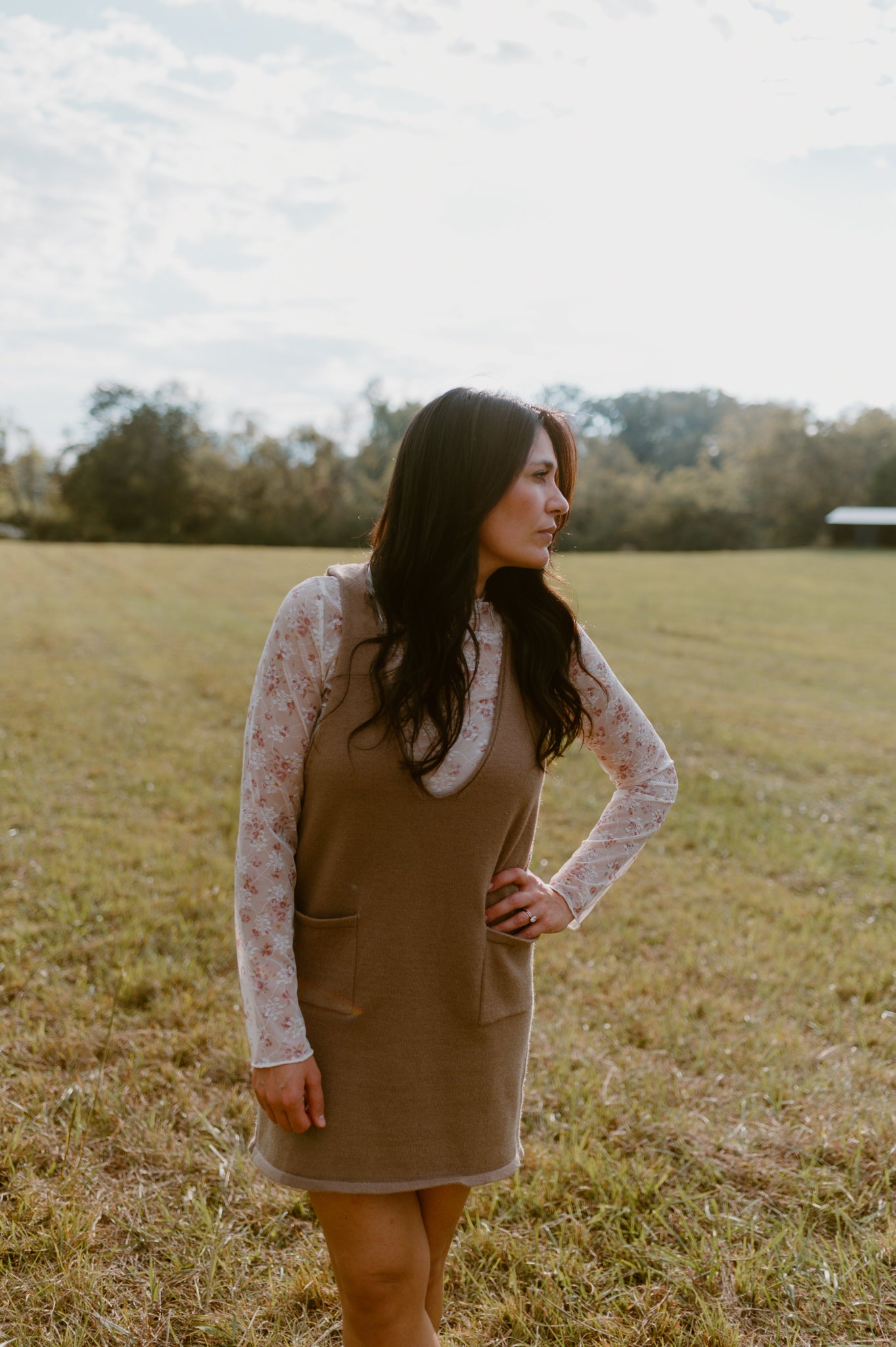 Cream Floral Mesh Long Sleeve