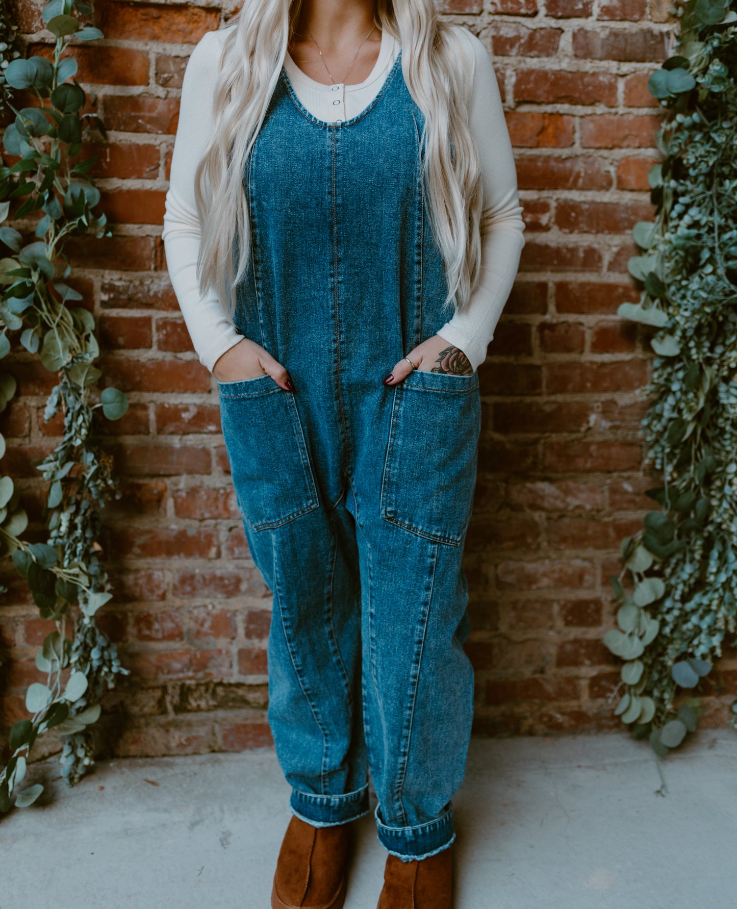 Denim Jumpsuit Relaxed Fit with Harem Pants