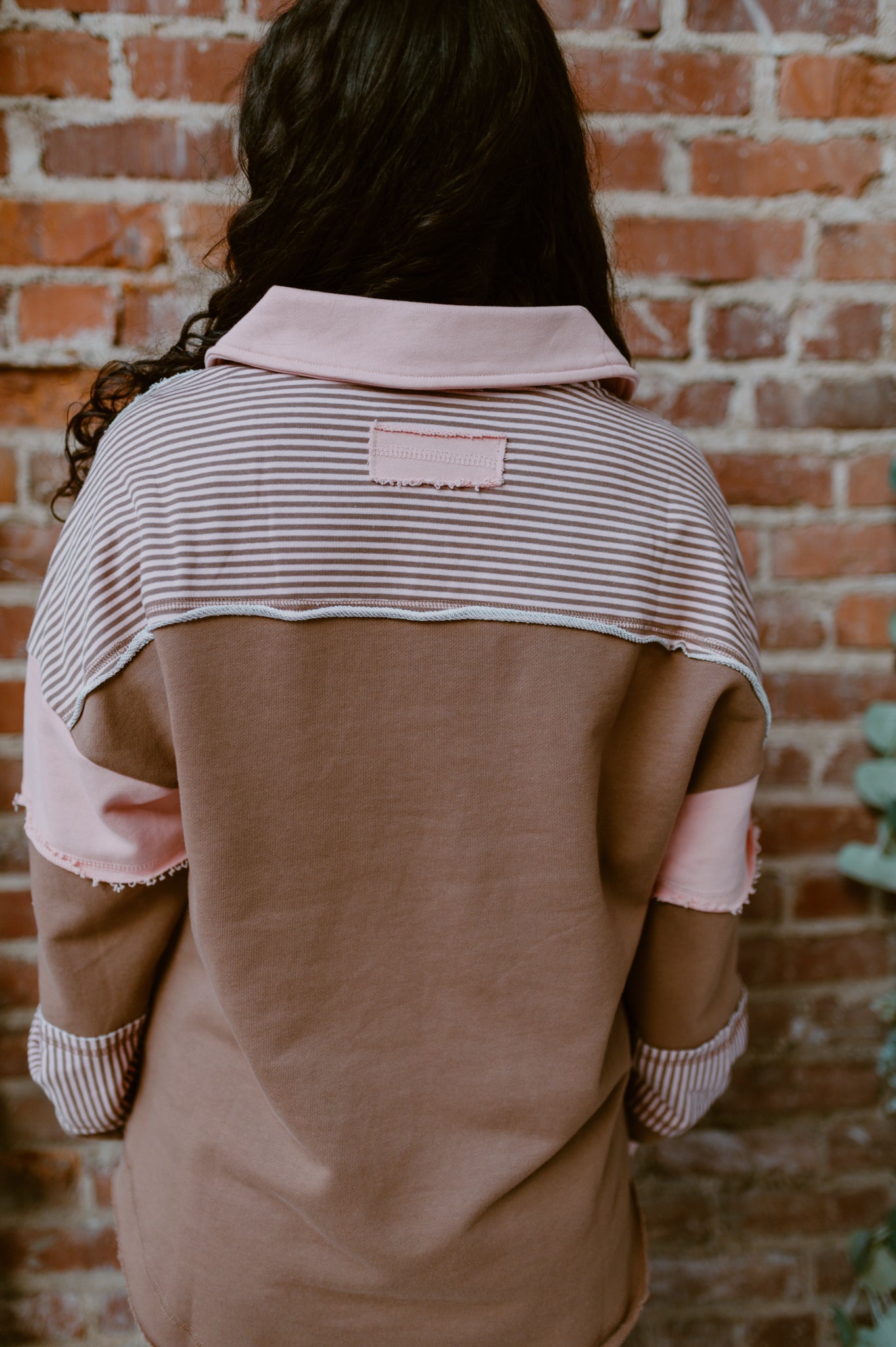 Colorblock Oversized Casual Knit Top | Mocha