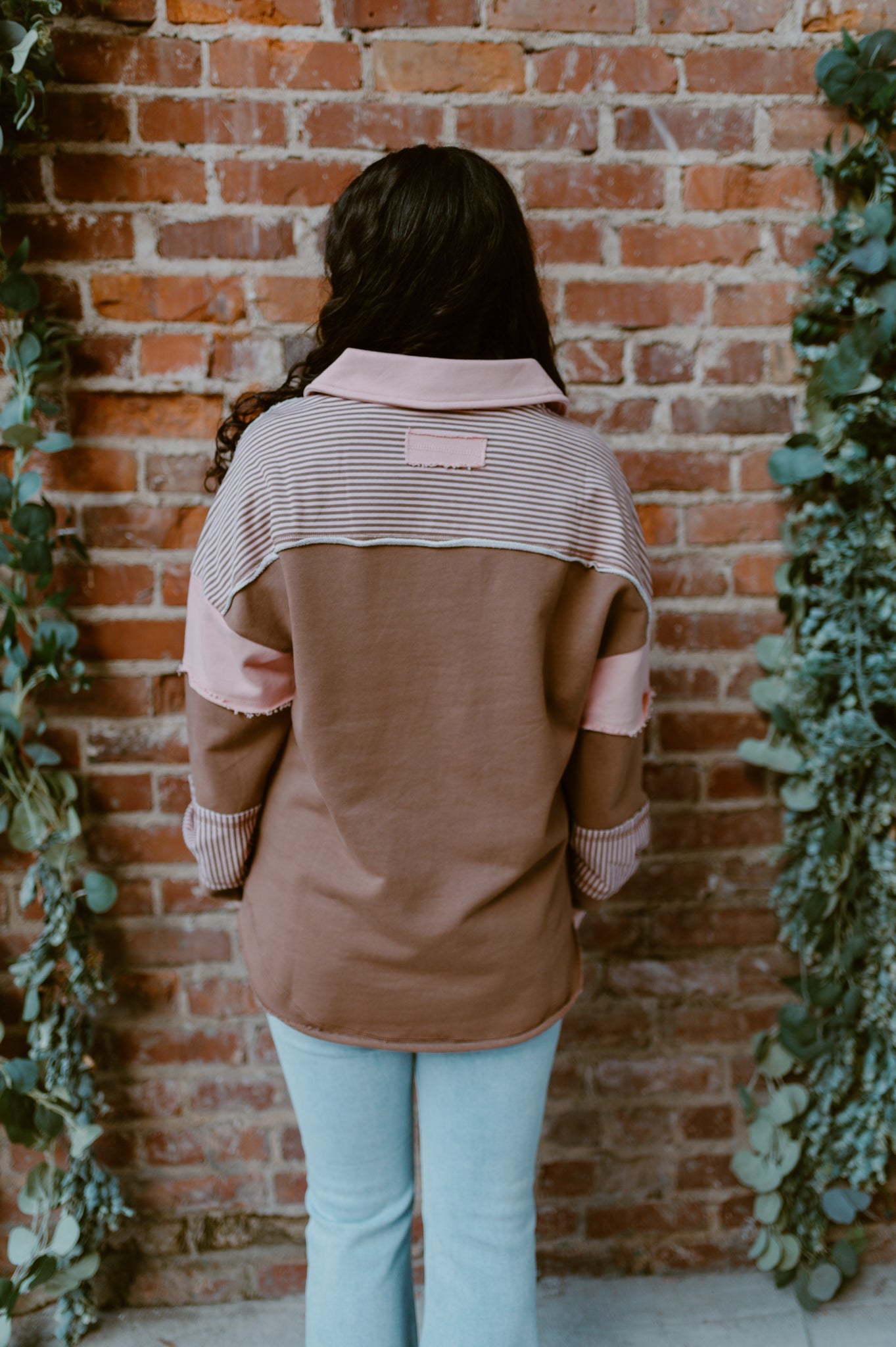 Colorblock Oversized Casual Knit Top | Mocha