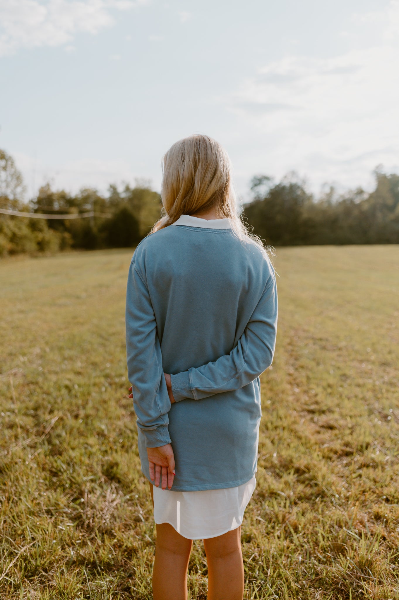 Sweatshirt Mini Dress|Sky Blue