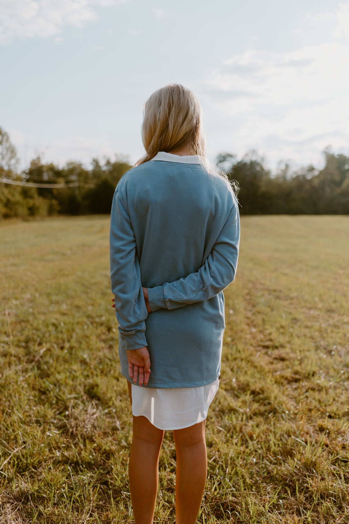 Sweatshirt Mini Dress|Sky Blue