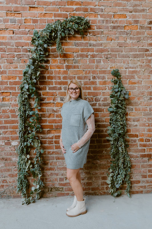 Patch Perfect Ribbed Dress | Gray