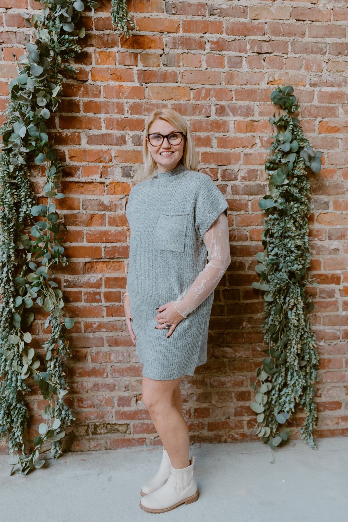 Patch Perfect Ribbed Dress | Gray