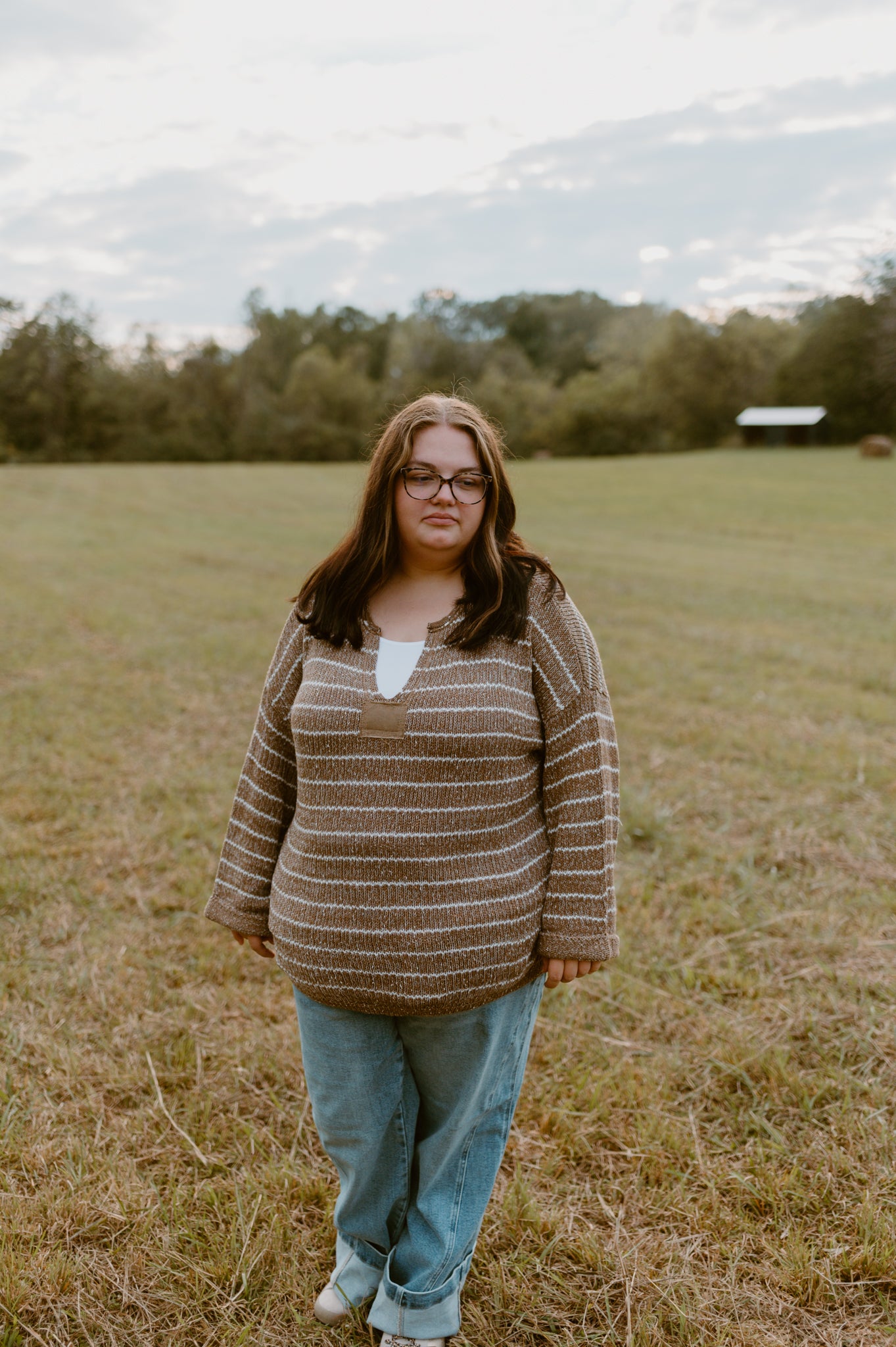 Mocha Striped Knit Sweater