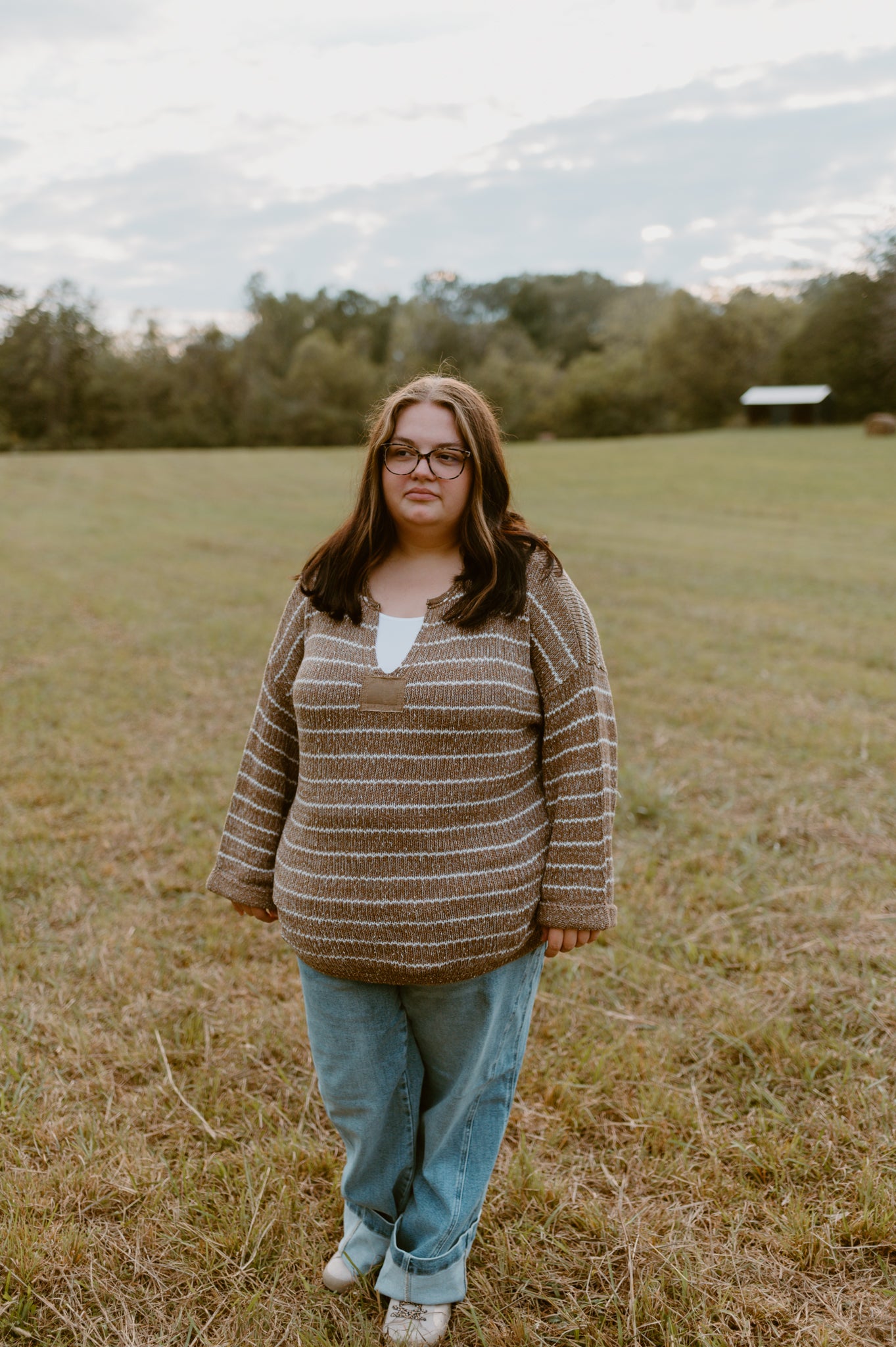 Mocha Striped Knit Sweater