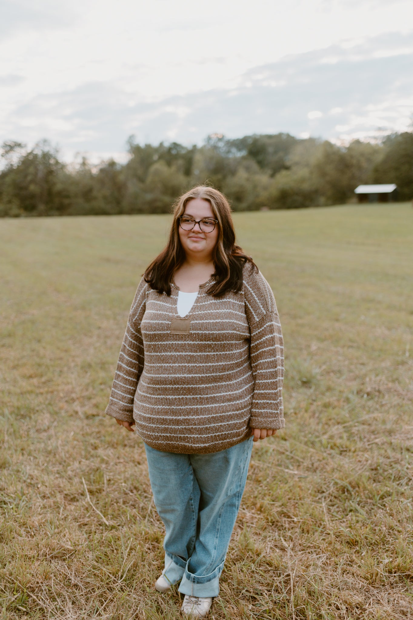 Mocha Striped Knit Sweater