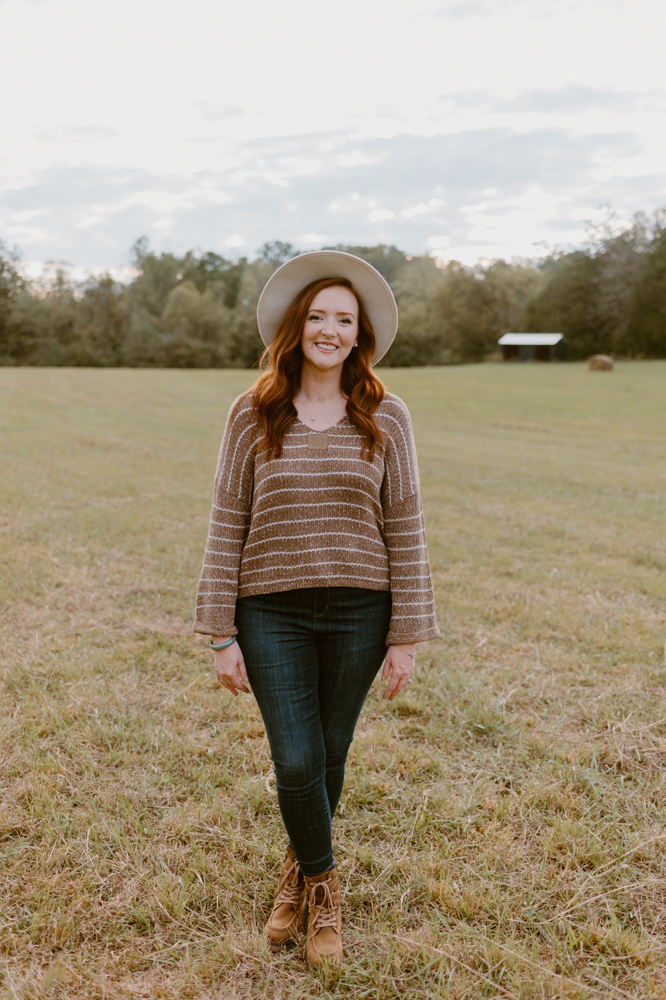 Mocha Striped Knit Sweater