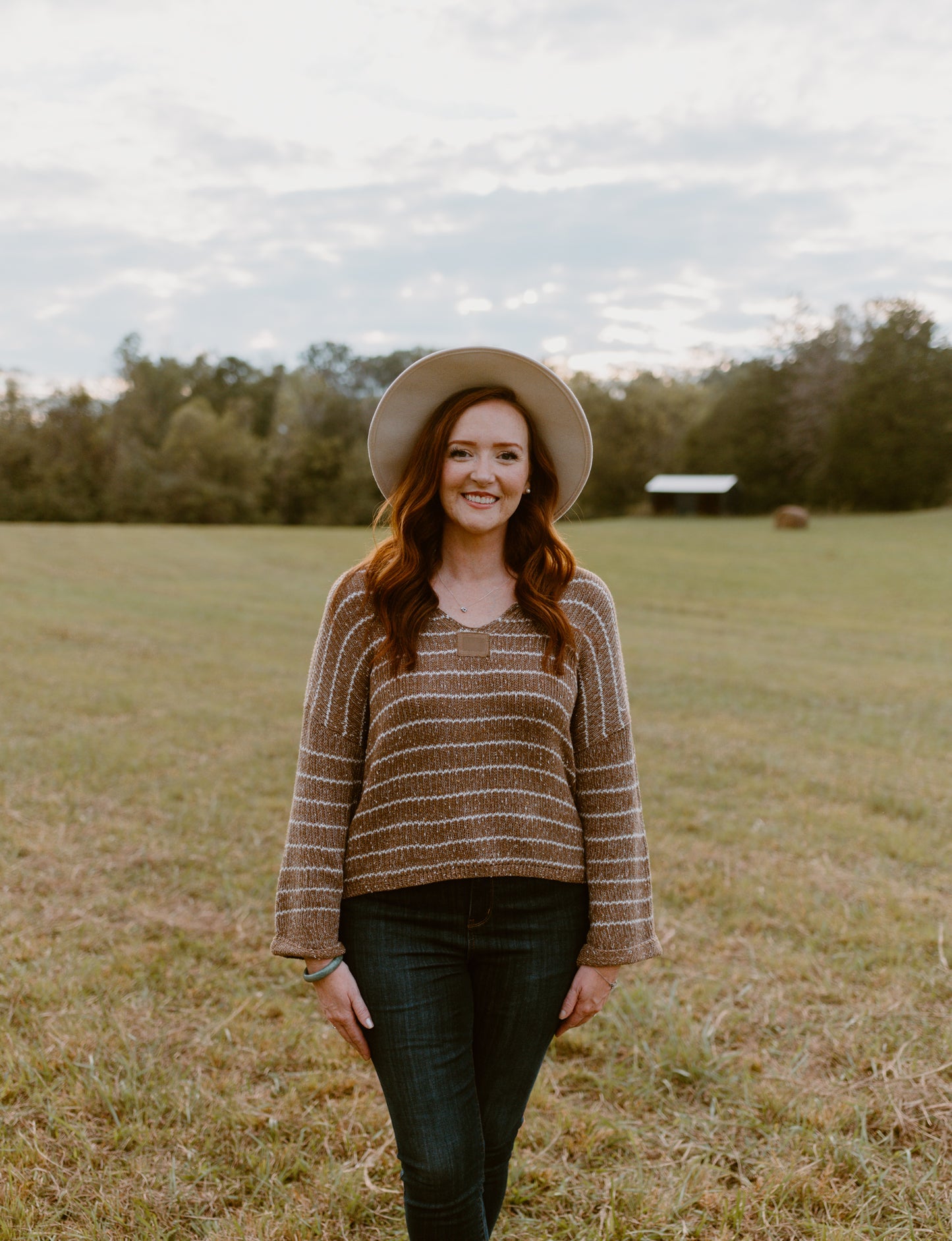 Mocha Striped Knit Sweater