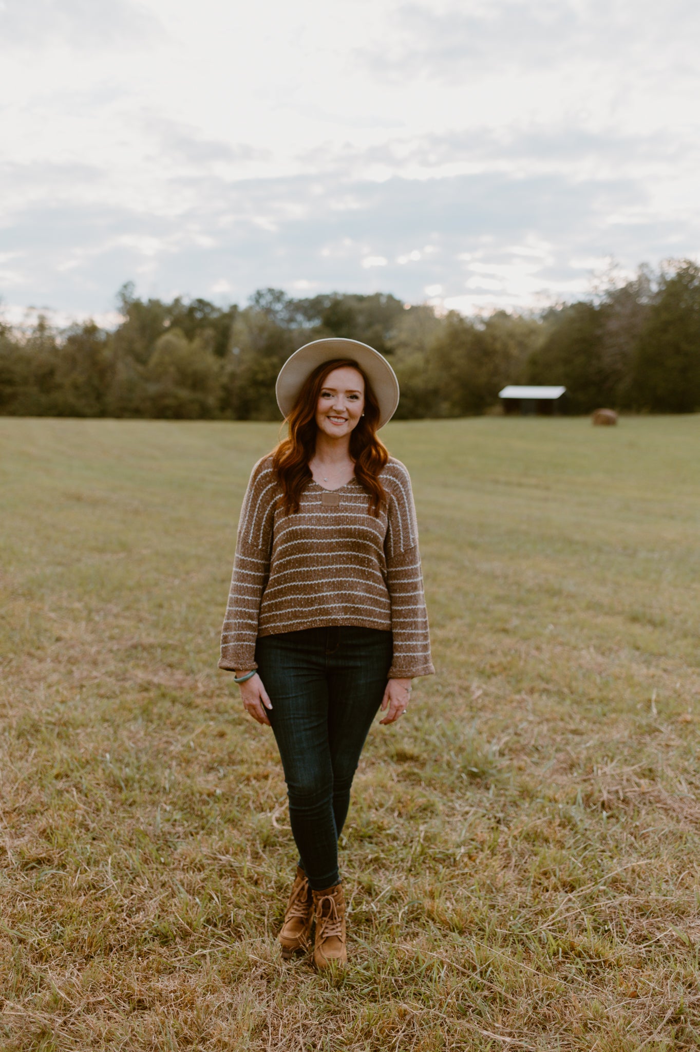 Mocha Striped Knit Sweater