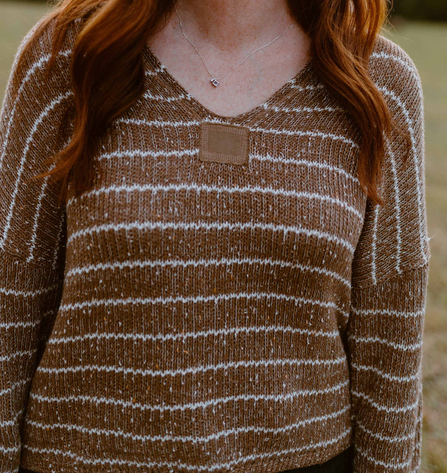 Mocha Striped Knit Sweater