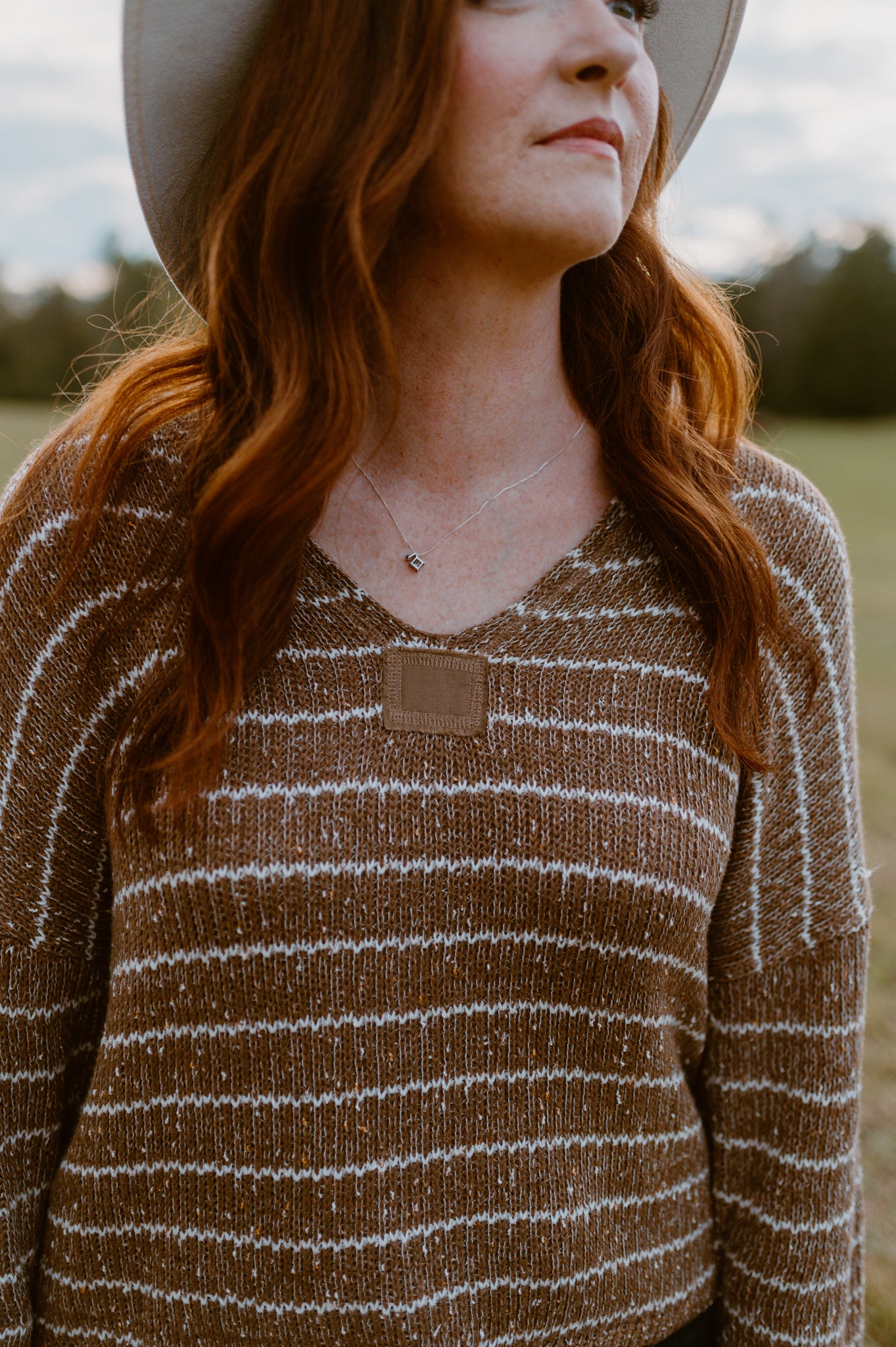 Mocha Striped Knit Sweater