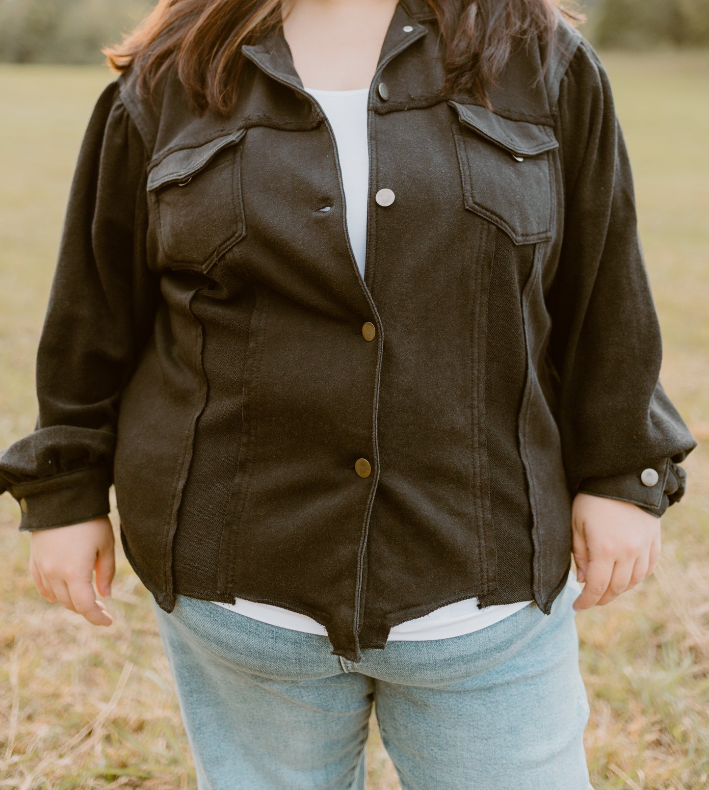 Cozy Button Front Jacket | Black