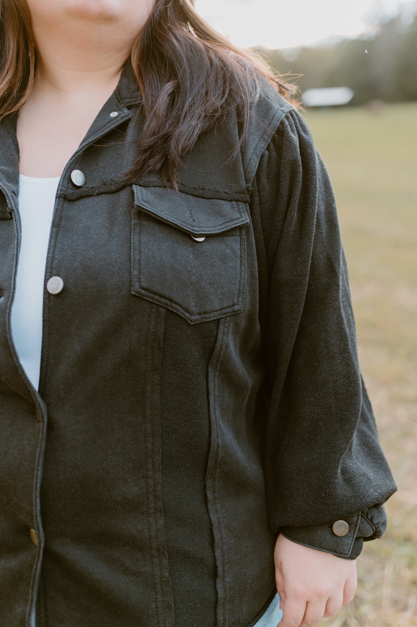 Cozy Button Front Jacket | Black