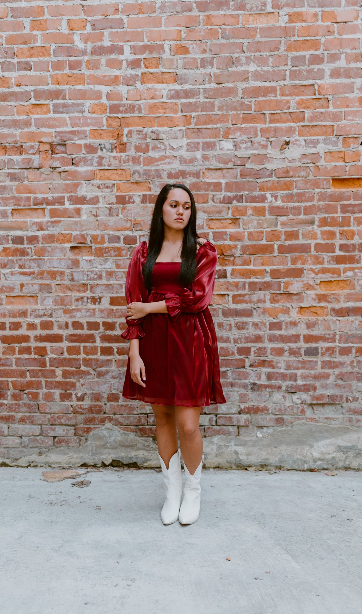 Satin Baby Doll Dress | Wine Red