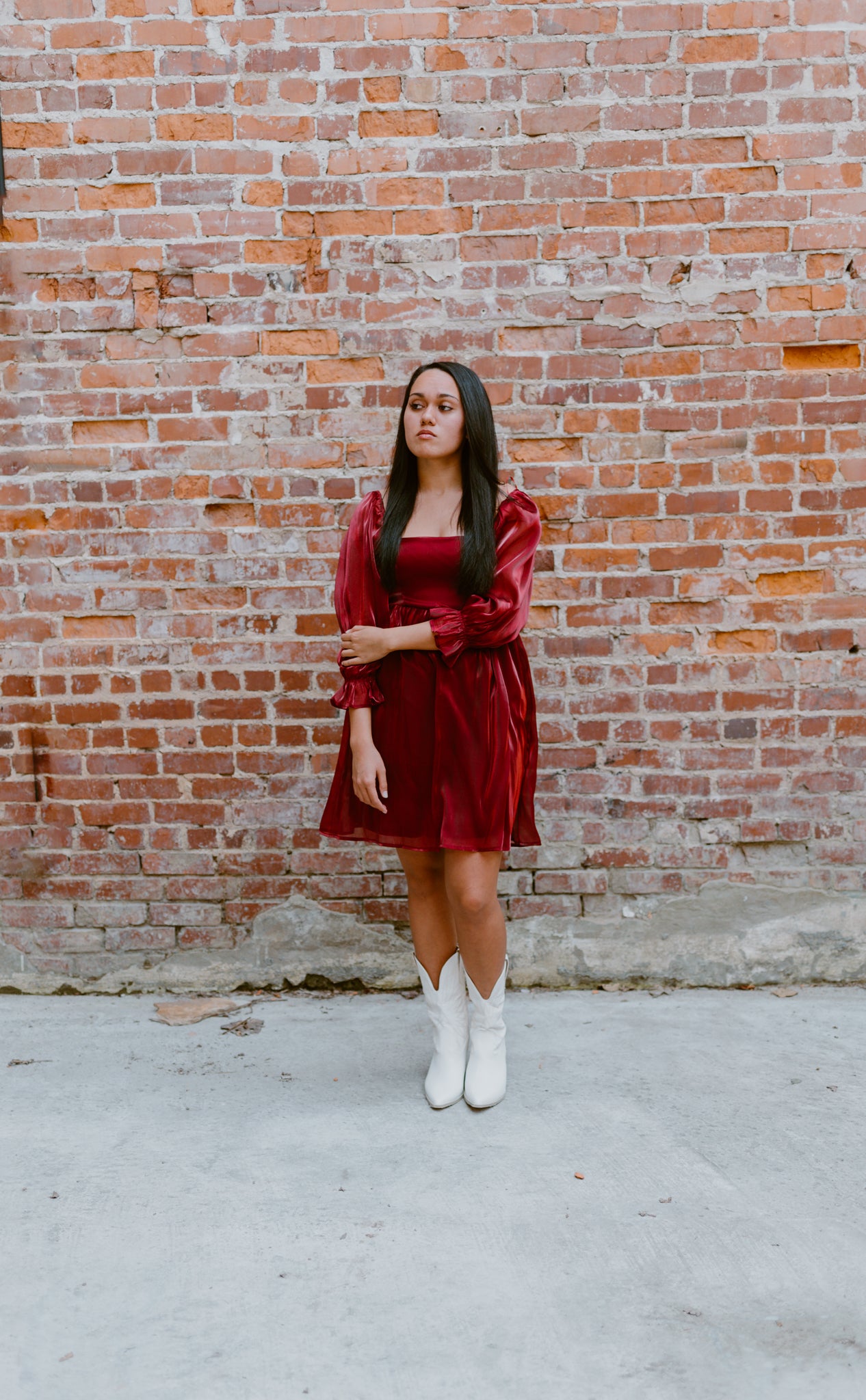 Satin Baby Doll Dress | Wine Red