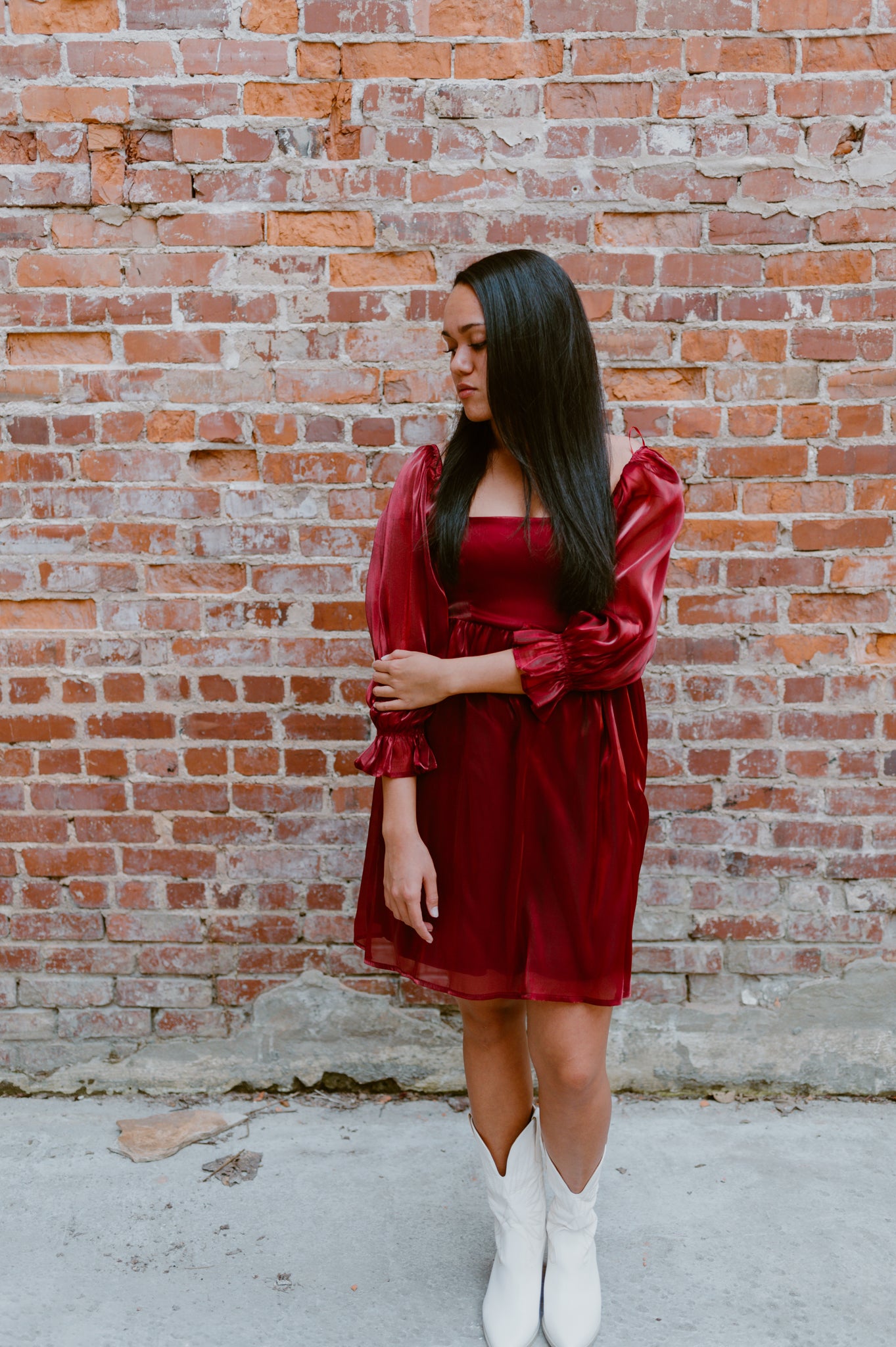 Satin Baby Doll Dress | Wine Red