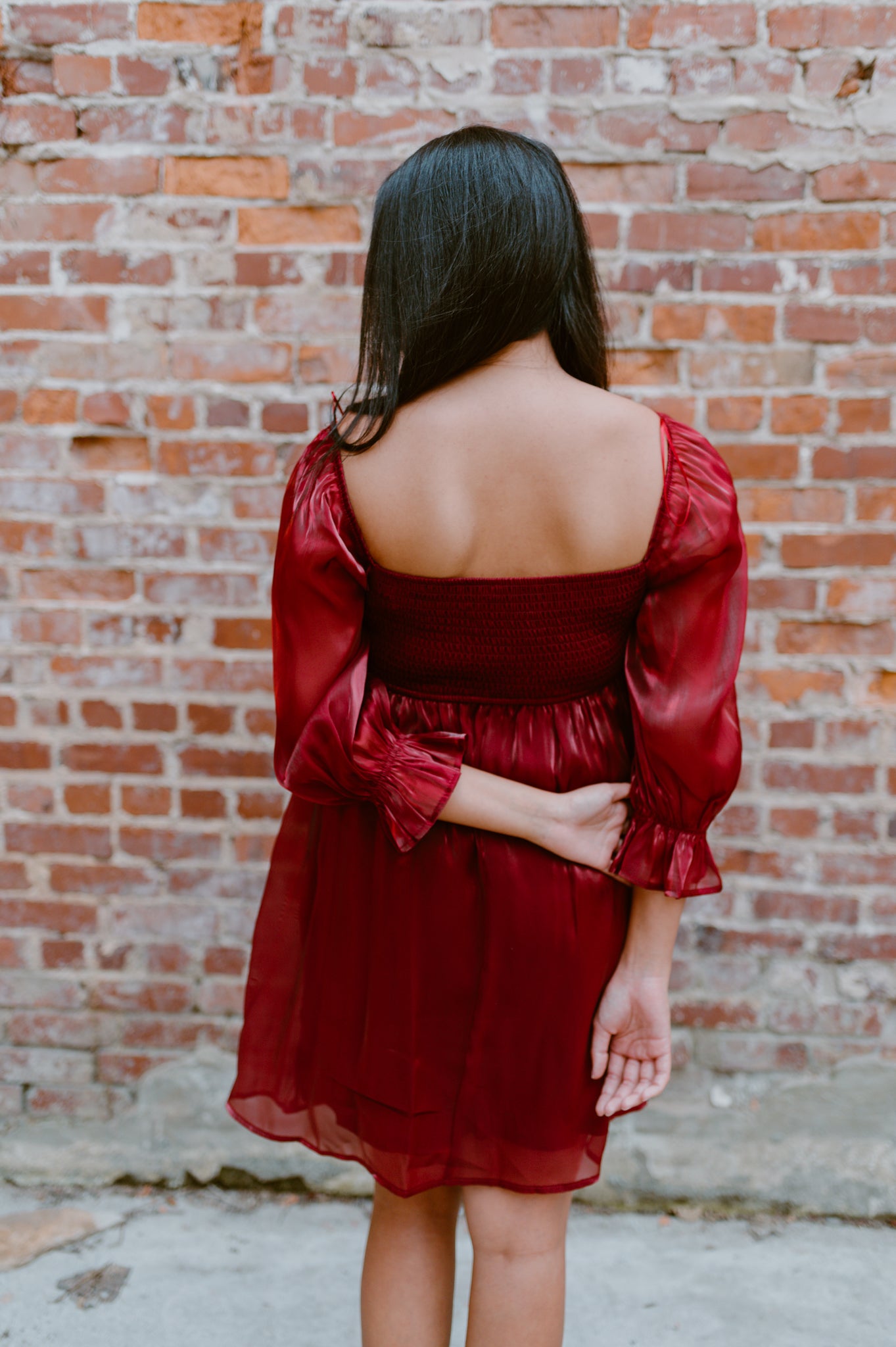 Satin Baby Doll Dress | Wine Red