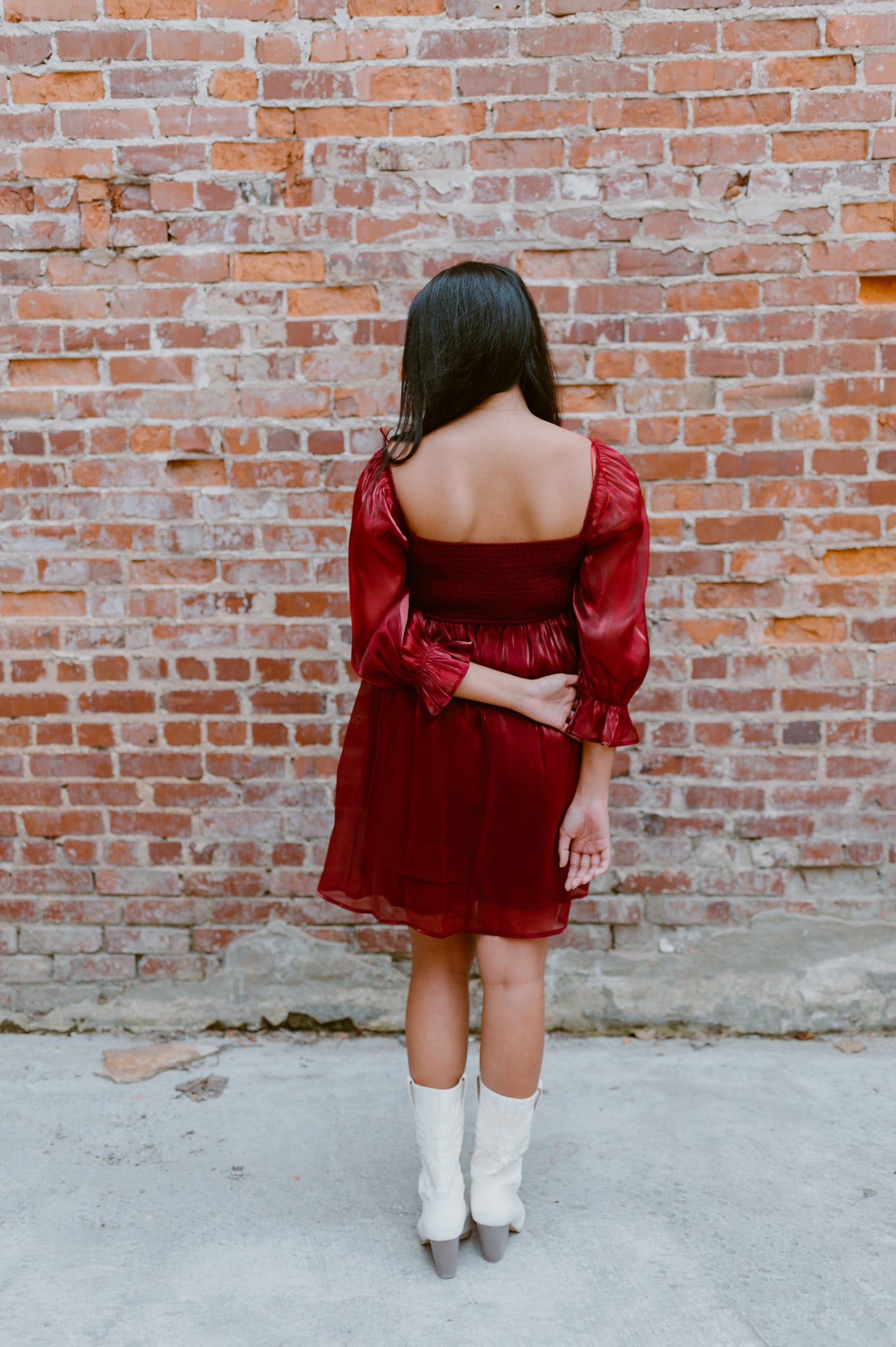 Satin Baby Doll Dress | Wine Red