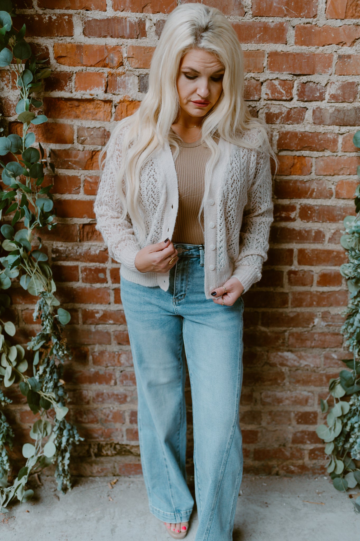 Delicate Lace Pattern Cardigan | Cream