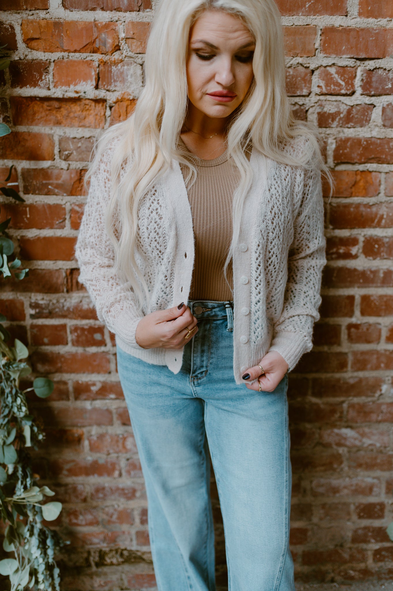 Delicate Lace Pattern Cardigan | Cream