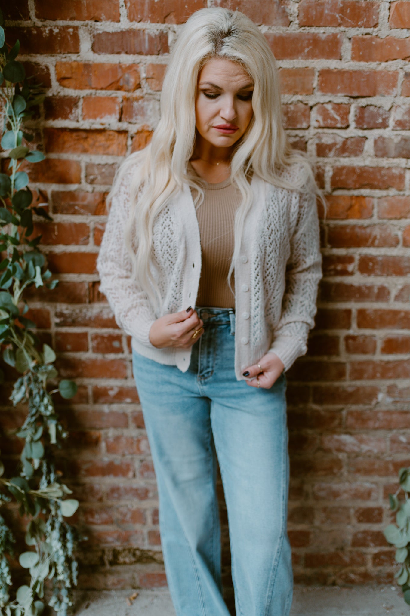 Delicate Lace Pattern Cardigan | Cream