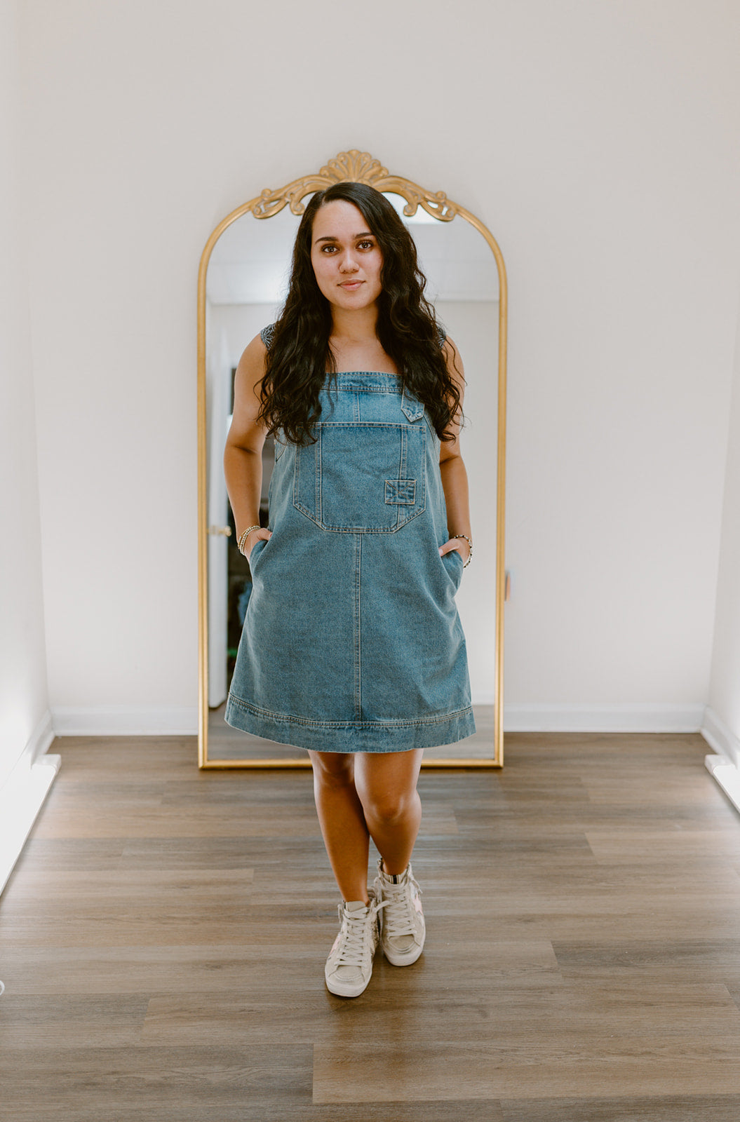The Backroad Blues Overall Dress | Washed Denim