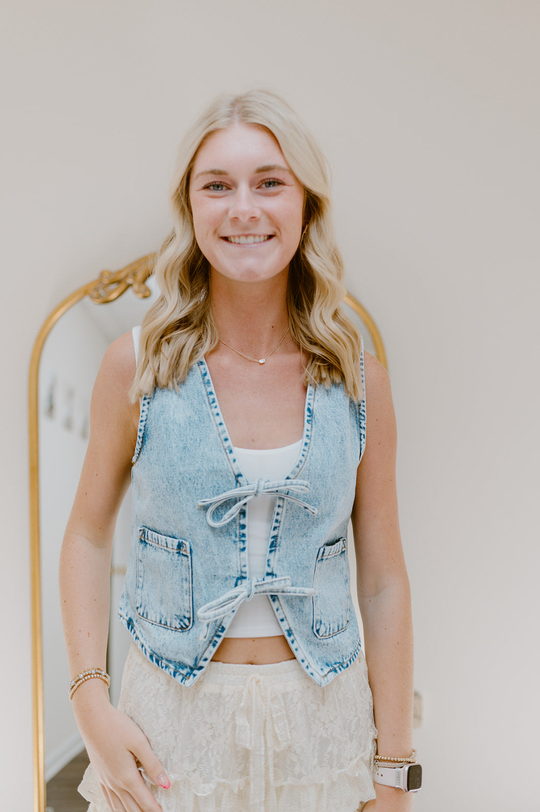 Tied & True Denim Vest | Light Denim