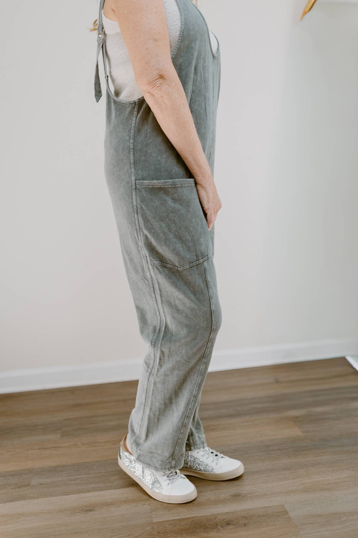 Mineral Wash Harem Jumpsuit | Charcoal