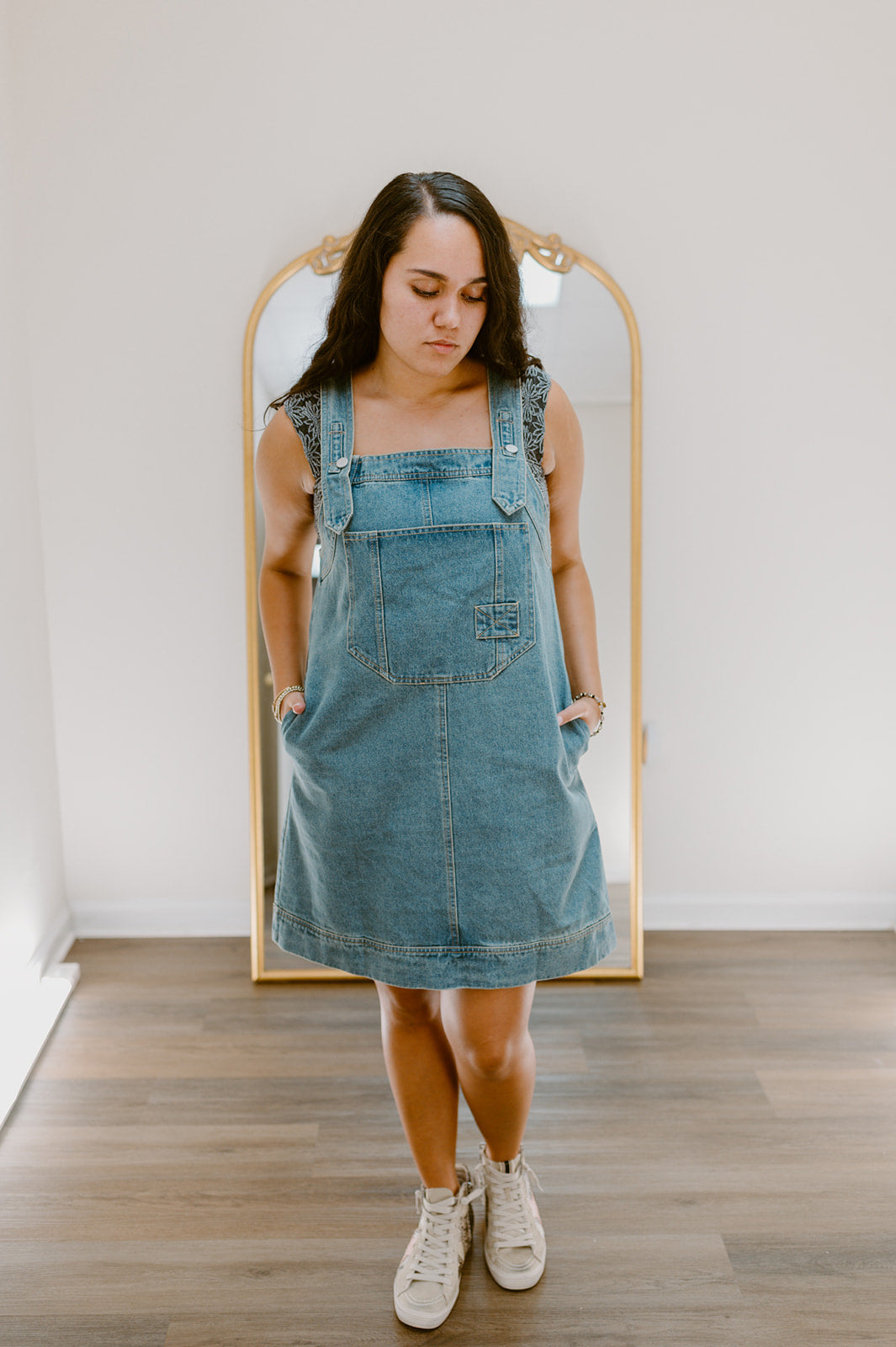 The Backroad Blues Overall Dress | Washed Denim