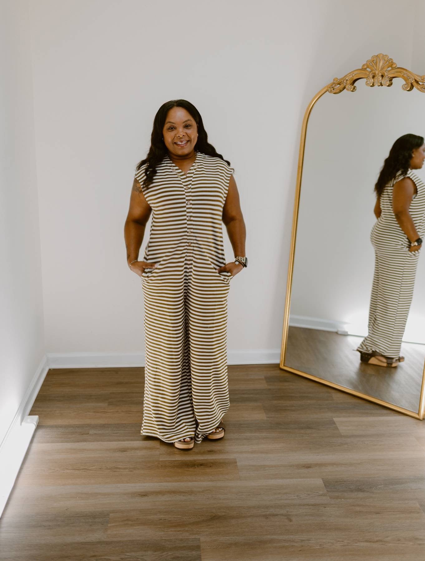 The Carly Striped Ease Jumpsuit