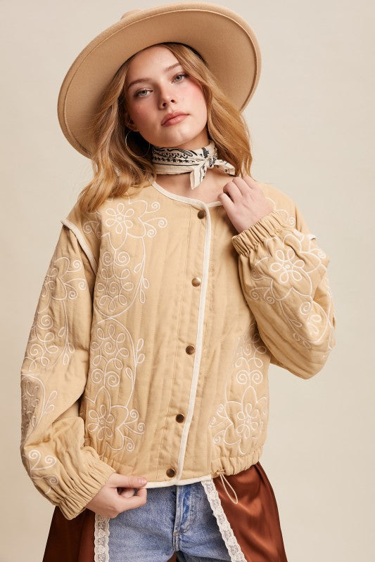 Prairie Bloom Embroidered Quilted Jacket