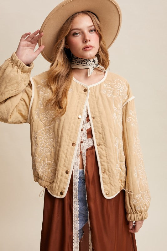 Prairie Bloom Embroidered Quilted Jacket