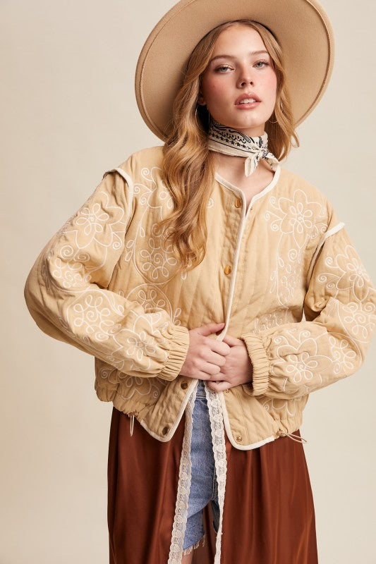 Prairie Bloom Embroidered Quilted Jacket