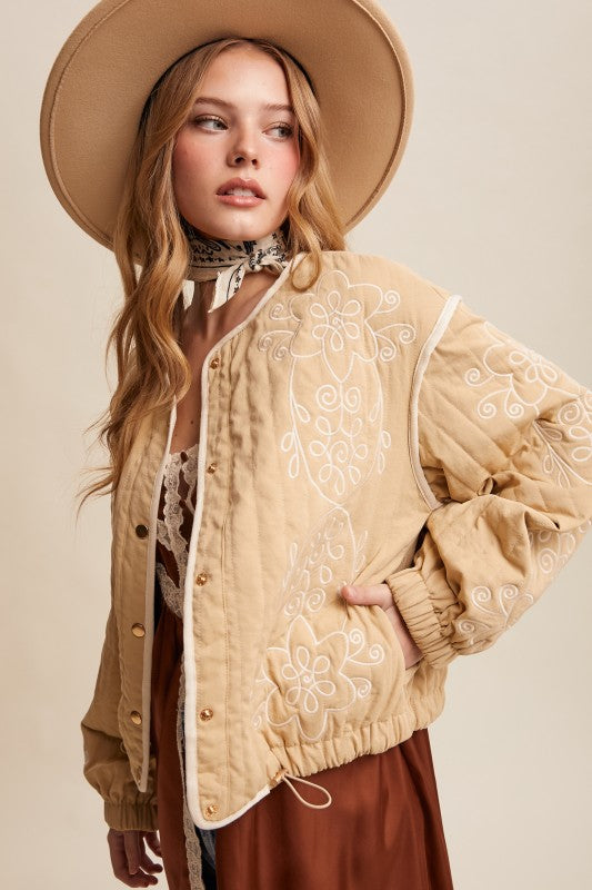 Prairie Bloom Embroidered Quilted Jacket
