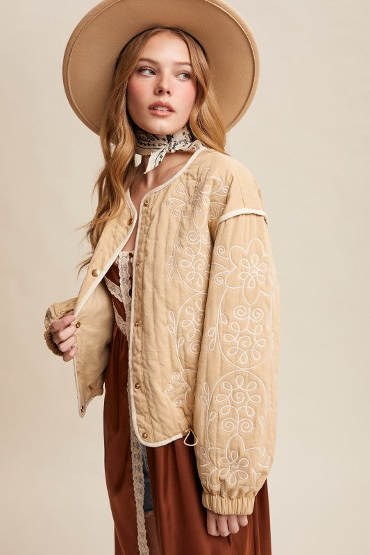 Prairie Bloom Embroidered Quilted Jacket