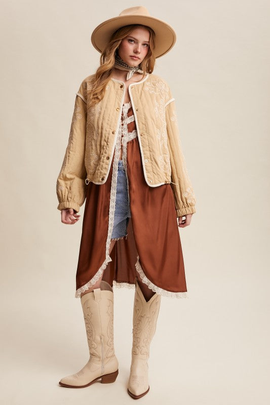 Prairie Bloom Embroidered Quilted Jacket