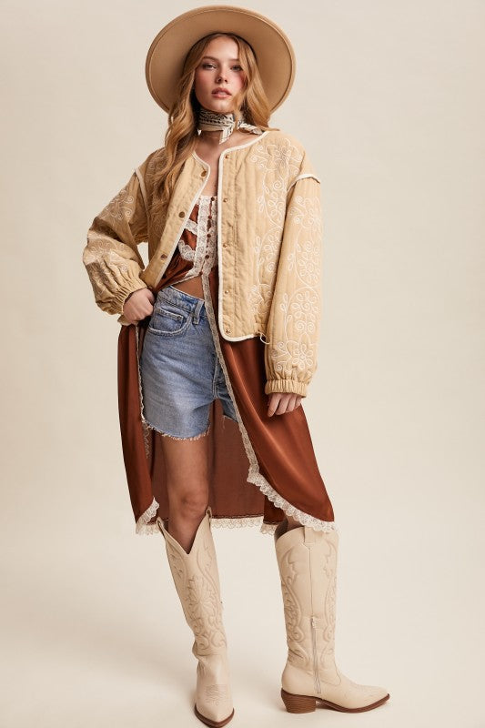 Prairie Bloom Embroidered Quilted Jacket