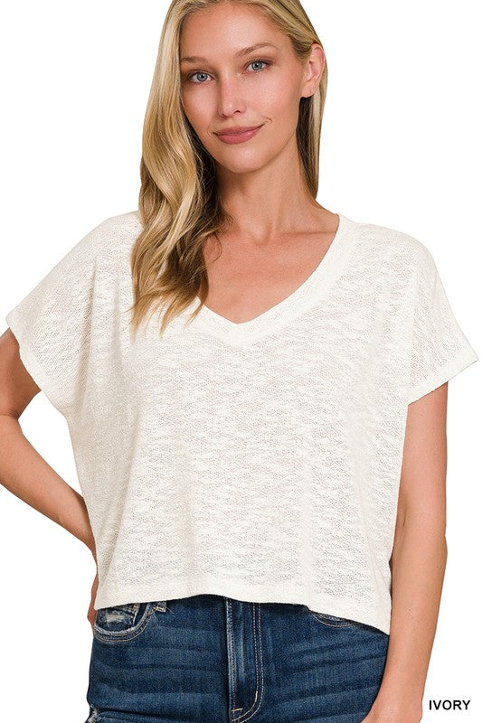 The Breezy Slub Crop Tee | Ivory