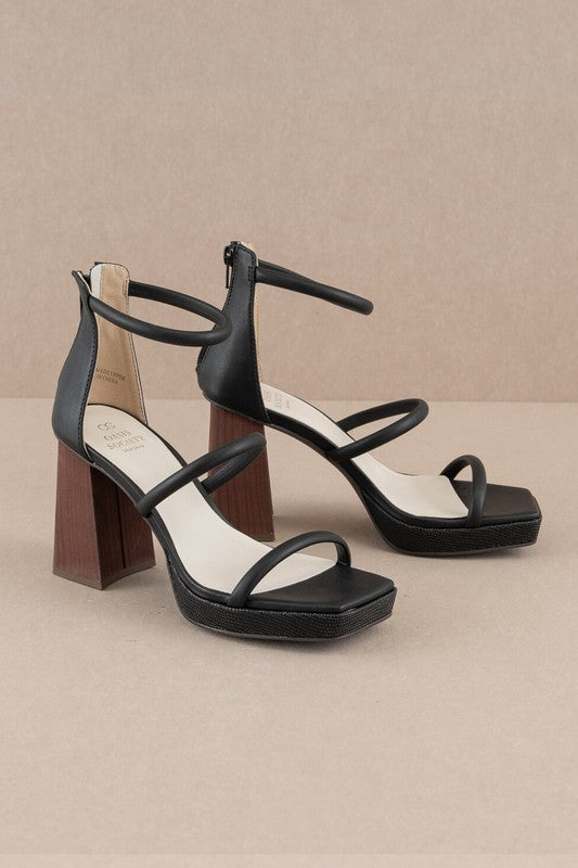 Aisa 3-Strap Platform Heels | Black