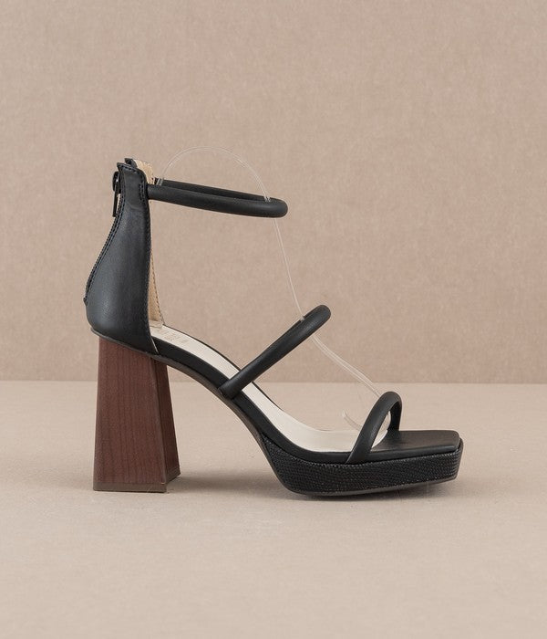 Aisa 3-Strap Platform Heels | Black