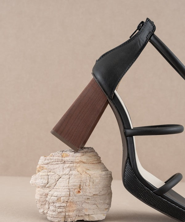 Aisa 3-Strap Platform Heels | Black