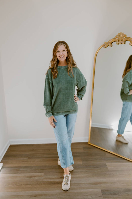 The Essential Luxe Corded Crew | Forest